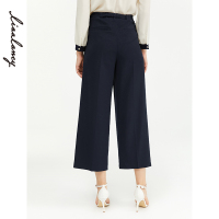 朗姿裤子女秋装新款宽松休闲裤九分裤高腰修身垂感阔腿裤女