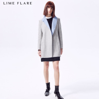 LIMEFLARE/莱茵小立领撞色内里H字拉链毛呢大衣LM15402HHC808