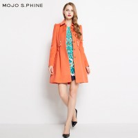 MOJOS.PHINE莫佐韩版假两件百褶下摆呢大衣含羊毛AMJ134WLC361
