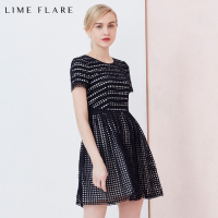 LIMEFLARE/莱茵春夏篱笆纹收腰连衣裙LM15103WOP035_2