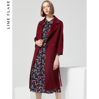 莱茵秋装新款韩版时尚翻领腰带呢大衣气质纯色长款羊毛大衣