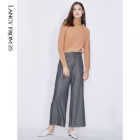 朗姿年秋冬新款高腰百搭阔腿裤立体裁剪简约时髦纯色休闲长裤