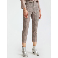 朗姿七分格子裤女2019秋装新款百搭ol修身女士直筒小脚裤休闲裤子