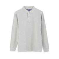 大卫山 商务长袖POLO衫男休闲棉翻领套头纯色T恤