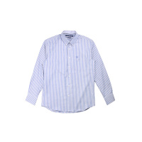 大卫山 条纹衬衫男长袖中年商务纯棉宽松经典简约新款爸爸装衬衣