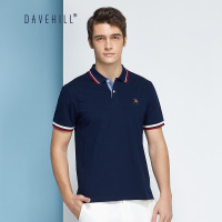 Dave Hill大卫山2019夏季翻领T恤马球刺绣logo灰蓝色短袖Polo衫男