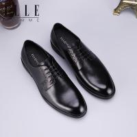 ELLEHOMME2019新款男士真皮正装鞋商务鞋皮鞋头层牛皮低帮鞋子男