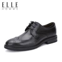 ELLEHOMME皮鞋英伦布洛克男士商务休闲皮鞋头层牛皮镂空花正装鞋德比鞋子