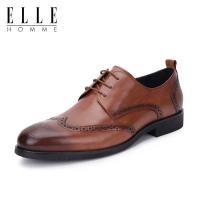ELLEHOMME2019春夏新款休闲皮鞋布洛克商务男鞋牛皮正装鞋