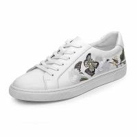 ELLE HOMME春夏新款男鞋休闲鞋真皮电绣百搭图案绣花潮流板鞋运动潮流鞋