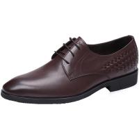 ELLE HOMME欧美时尚尖头商务皮鞋男真皮系带英伦风商务正装皮鞋男