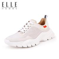 ELLEHOMME新款男鞋真皮休闲鞋头层牛皮男士跑步鞋