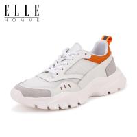 ELLEHOMME新款男鞋真皮休闲鞋头层牛皮男士跑步鞋