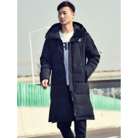 李宁(LI-NING)长款羽绒服男子休闲舒适防风保暖连帽冬季外套运动服AYMN085