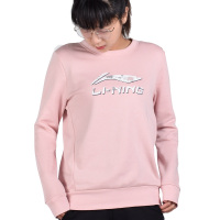 李宁(LI-NING)运动卫衣套头衫女士时尚LOGO印花舒适圆领套衫运动服上衣AWDP122