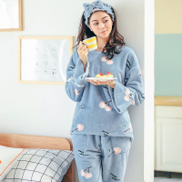 安之伴特卖双面珊瑚绒女冬睡衣保暖加厚套装韩版宽松法兰绒家居服套装