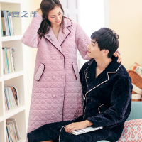 安之伴特卖睡袍情侣睡衣女冬季珊瑚绒三层保暖加厚简约宽松家居服袍装