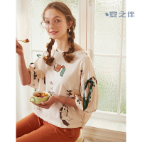 安之伴特卖睡衣女夏棉质七分短袖甜美可爱七分裤宽松休闲可外穿家居服
