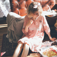 安之伴特卖纯棉睡裙女春秋可爱居家服甜美七分袖可外穿舒适家居服