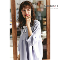 乌拉拉公主睡裙女春秋中袖棉质卡通动漫可爱甜美全棉睡衣女家居服