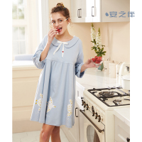 安之伴特卖睡裙女春棉质简约休闲韩版宽松睡衣少女可外穿中长家居服裙91J7235