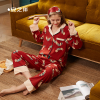 安之伴纯棉双面针织印小狗国民领长袖女套装81931721687LUS