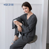 安之伴时尚睡衣女春秋长袖简约纯色韩版休闲显瘦可外穿家居服套装