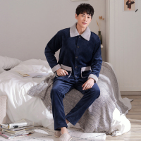 安之伴睡衣男晚秋圆领套装复合家居服