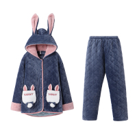 贝贝绒素色夹棉女套装