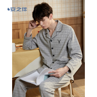 针织国民领长袖男套装