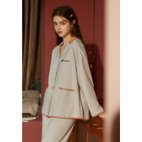 针织优质韩尔棉素色国民领长袖女/男套装