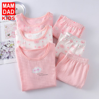 南极人儿童竹节棉套装夏女童夏天空调服家居服套装宝宝睡衣