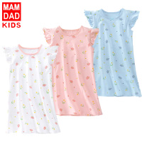 南极人夏季女童棉质睡裙薄款 儿童睡衣短袖女孩公主睡衣大童母女亲子装
