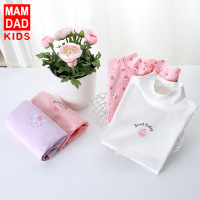 南极人儿童半高领打底衫两件装女童中大童T恤长袖宝宝秋衣