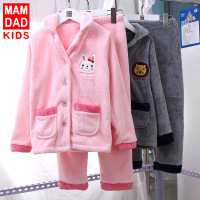 南极人男童女童法兰绒家居服加绒加厚 中大童家居服秋冬童套装