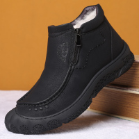 路易克思冬季男士棉鞋新款羊皮毛一体户外运动休闲靴子加绒加厚防滑高帮鞋61067