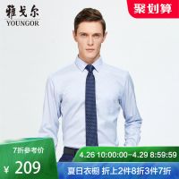 Youngor/雅戈尔衬衣春款官方商务男装纯棉DP免烫蓝衬衫男长袖8952