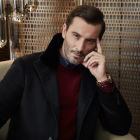 Youngor/雅戈尔秋冬新品男士商务休闲含羊毛翻领中长款大衣外套009FTA