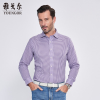Youngor/雅戈尔秋冬商务休闲男士长袖衬衫纯棉格子衬衣4D15