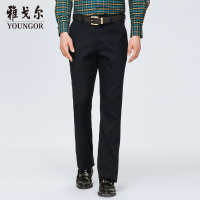 Youngor/雅戈尔秋季新品男士商务休闲纯棉DP免烫蓝色休闲裤809FWA