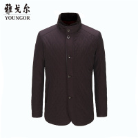 Youngor/雅戈尔秋冬新品男士商务休闲暗红色棉茄克外套050MQA