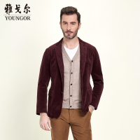 Youngor/雅戈尔秋秋男士西便服灯芯绒商务休闲西服外套男4C08