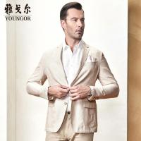 Youngor/雅戈尔秋季新品男士商务休闲棉麻混纺卡其色西便服169YAA
