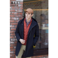 Youngor/雅戈尔冬季新品男士商务休闲白鸭绒连帽长羽绒服外套953AQA