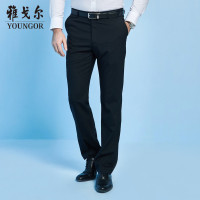 Youngor/雅戈尔秋季新品男士商务休闲含羊毛黑色直筒西裤574AWA