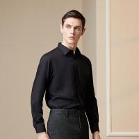 Youngor/雅戈尔秋季新品男生商务休闲黑色长袖衬衫384AJA