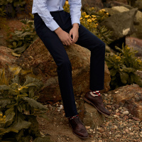 Youngor/雅戈尔秋冬新品男士商务休闲藏青休闲裤033FWY