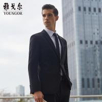 Youngor/雅戈尔男装商务绅士锦弹面料 修身剪裁 优雅素色黑色西服200AIY上衣