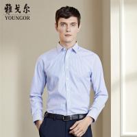 Youngor/雅戈尔男装商务正装棉弹面料DP免烫素雅条纹白底蓝条衬衫273HJA