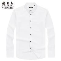 Youngor/雅戈尔春季新款男士长袖衬衫DP免烫商务休闲衬衣男9050